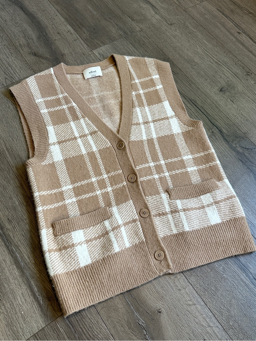 Wilfred Camel & Cream Knit Sweater Vest